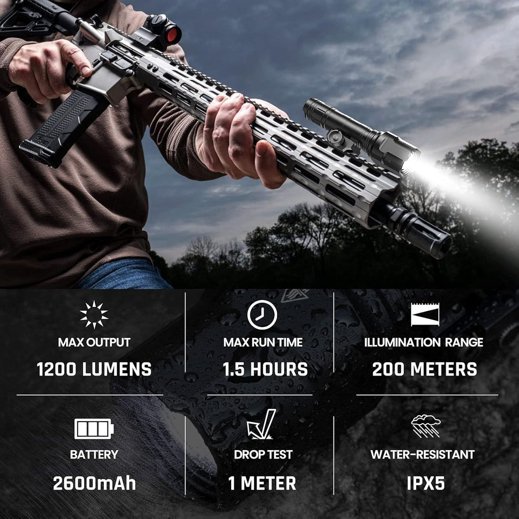 Tactical Flashlight 1200 Lumen LED Weapon Light with Pressure Switch A91930