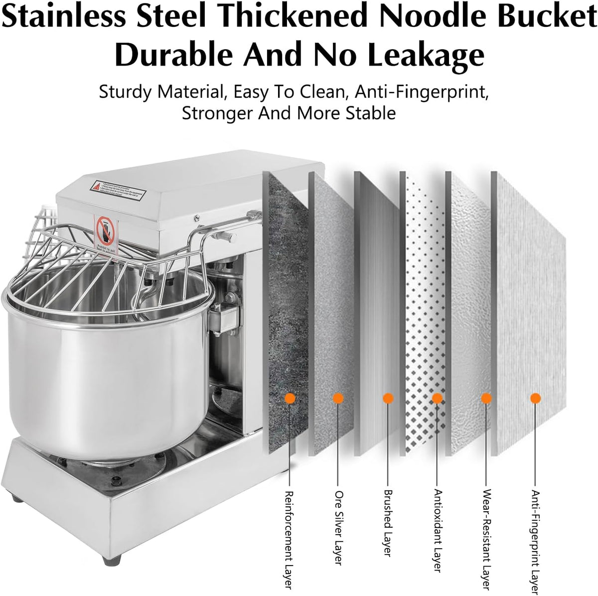10.5Qt 1000W Spiral Mixer with Stainless Steel Bowl D332