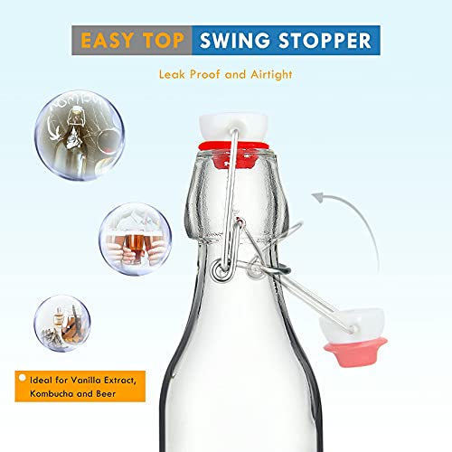8oz Glass Swing Top Bottles with Airtight Caps 9 Pack X42604