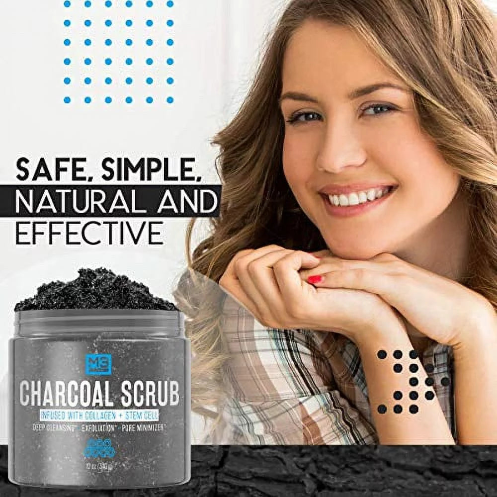 Activated Charcoal Body & Face Scrub 12 OZ B44724