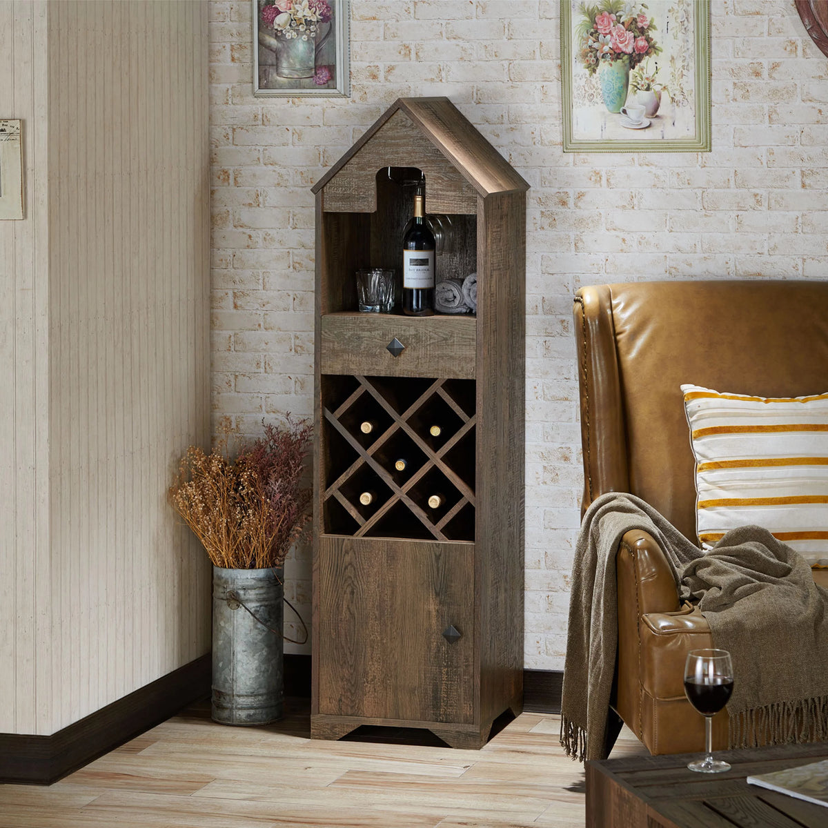 Rustic Wood Wine Storage Cabinet G751