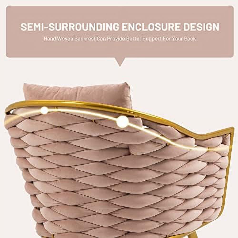 Beige Velvet Accent Chair with Pillow C117