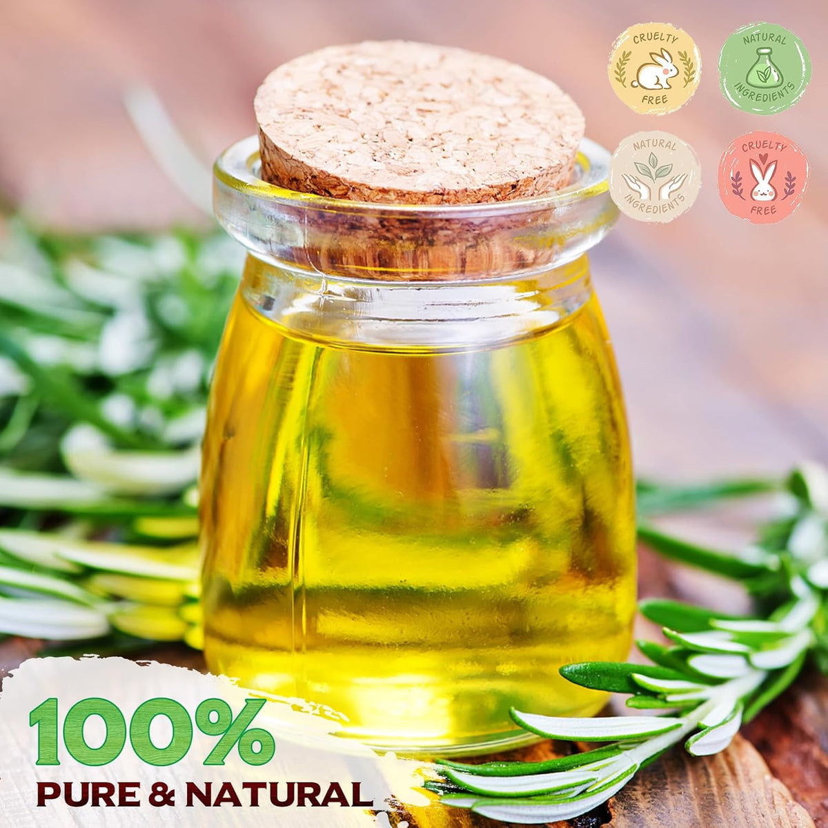 2.02 Fl Oz Pure Rosemary Essential Oil with Glass Dropper P6792