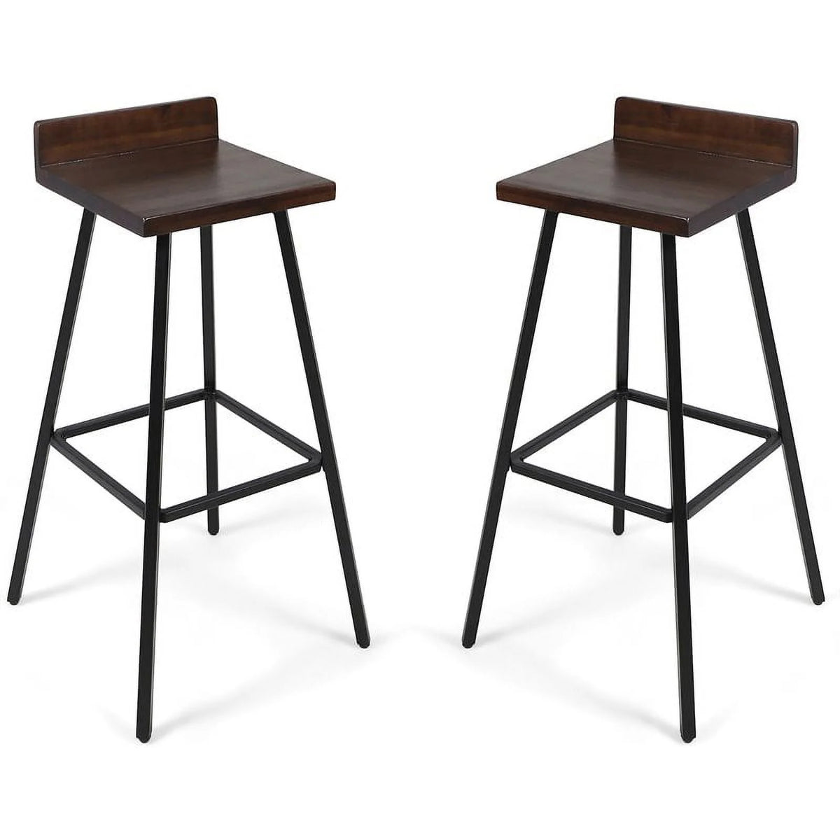 Brown Wood and Metal Bar Stools Set of 2 A486