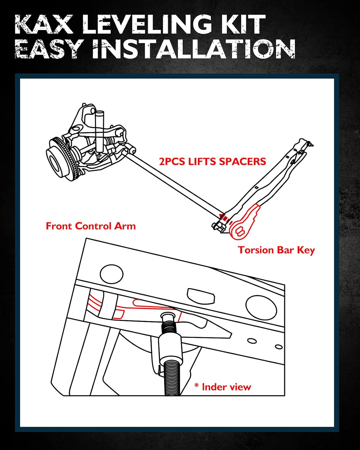 1-3 inch Front Leveling Lift Kit with Shock Extenders Brackets, Pack of 2 C28076