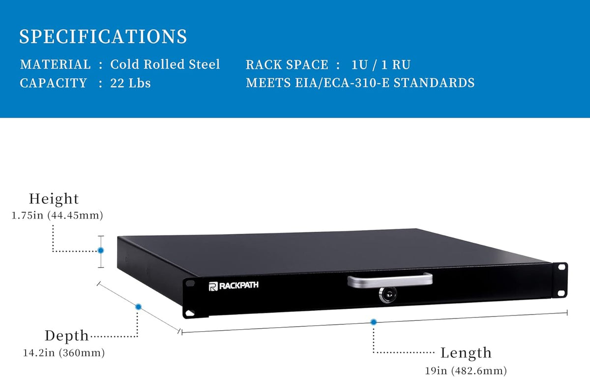 1U Rack Mount Drawer with Lock and Key Y29169