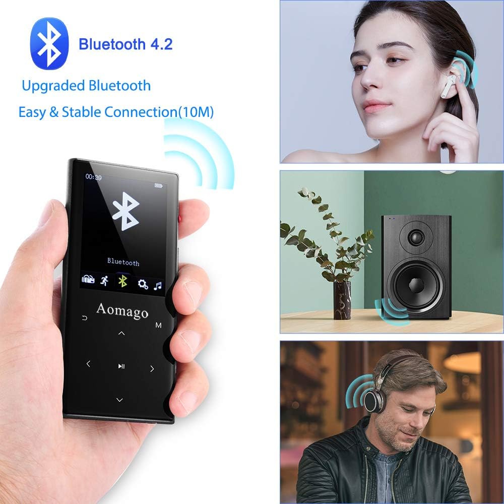 MP3 Player with Bluetooth 4.1 Built in Speaker, 2.4" Touch Screen, 16GB SD Card S633683