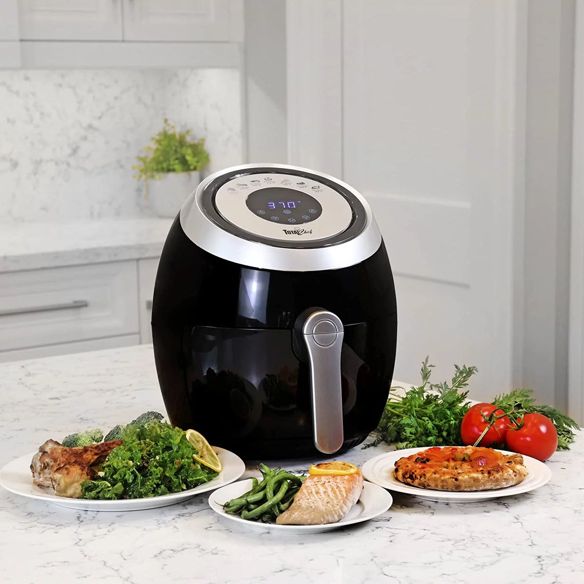 Large Electric Air Fryer Oven 3.8QT/3.6L Digital Touchscreen Non-Stick Basket Black and Silver Z774