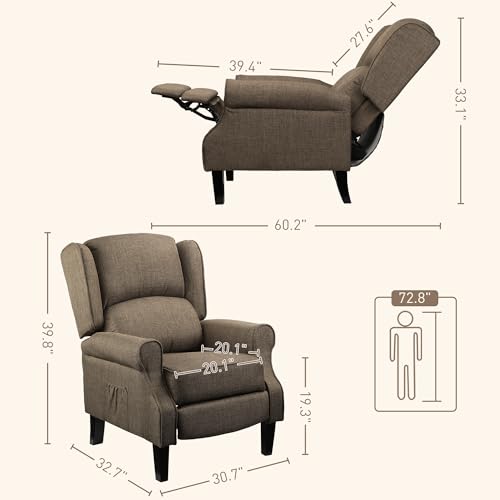 Black Suede Fabric Push Back Recliner Chair with Footrest S1523