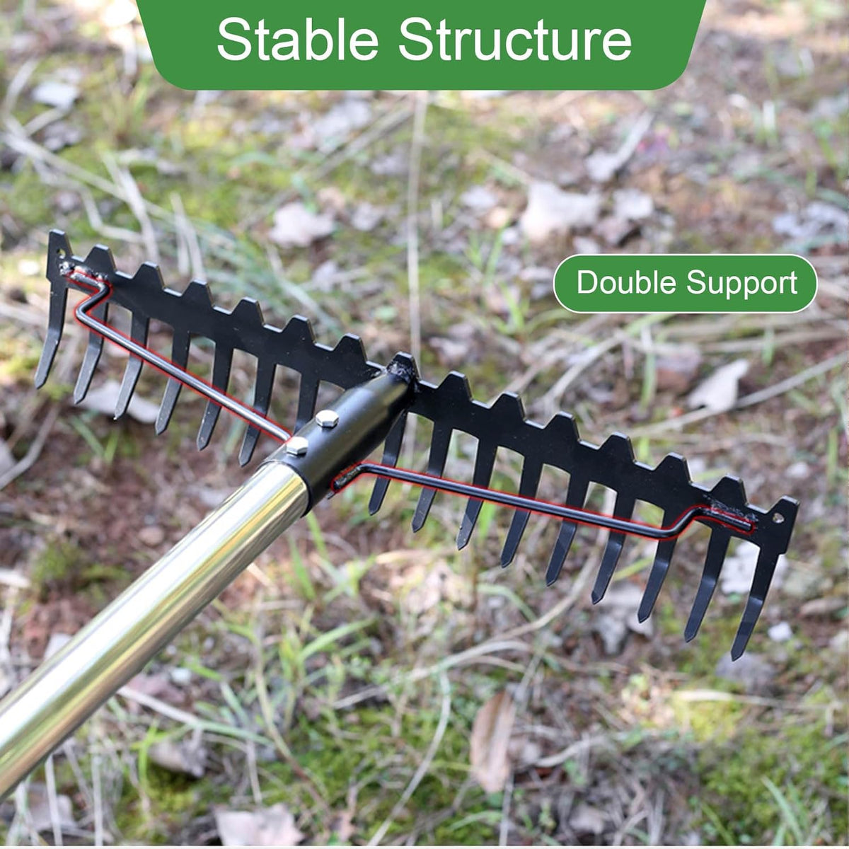 62-Inch Metal Bow Rake with 17 Steel Tines U594239