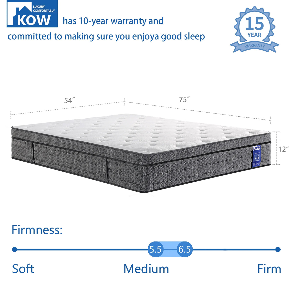 12 inch Full Size Gel Memory Foam Hybrid Mattress B91146