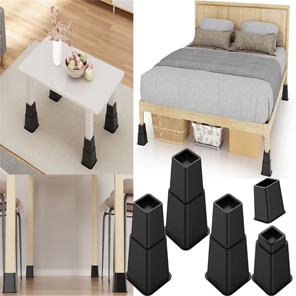 Black 8 Pack Plastic Bed Risers L13195