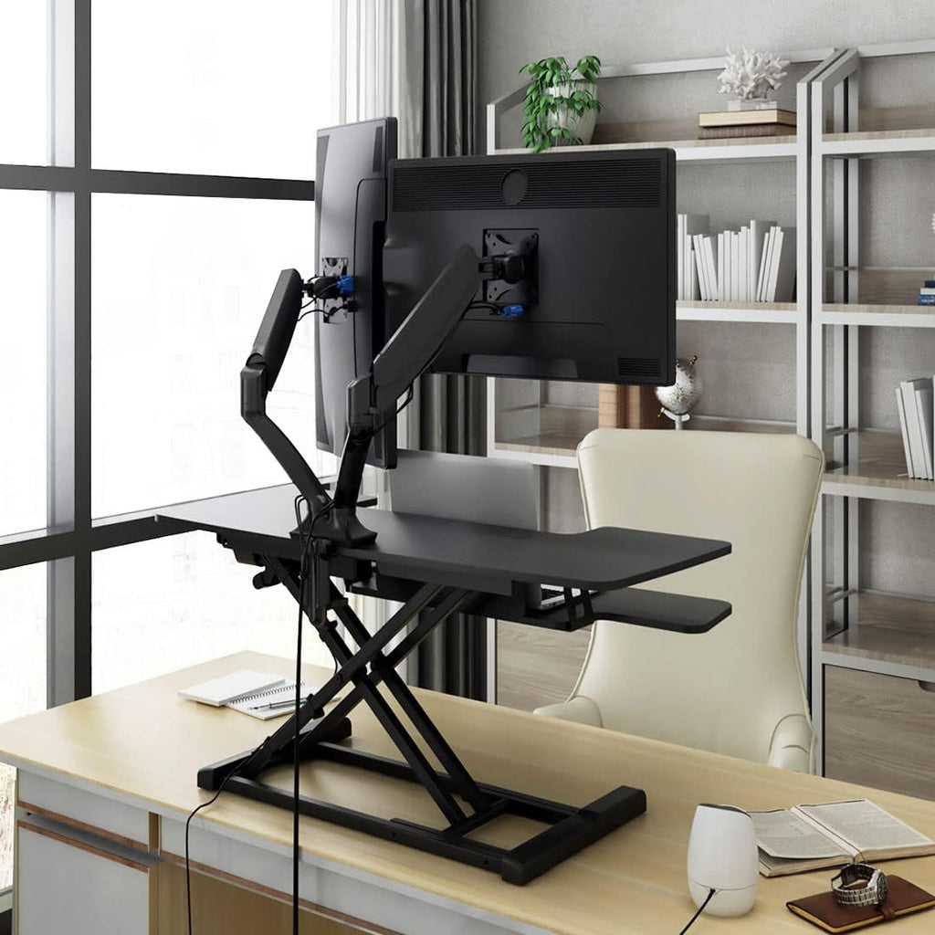 Electric Standing Desk Converter with Quick Release Keyboard Tray E29703