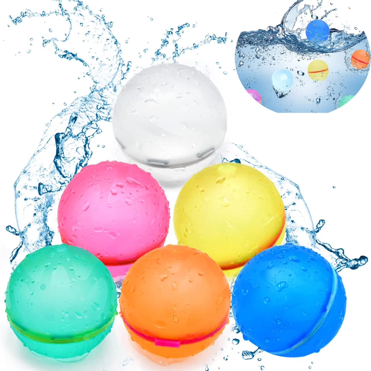 Reusable Water Balloons Pool Toys for Kids (6 pcs) L2554