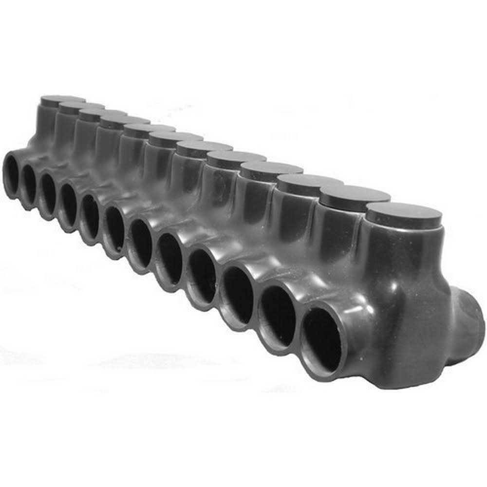 Black Insulated Multi Cable Connector Dual Entry 12 Ports L1060