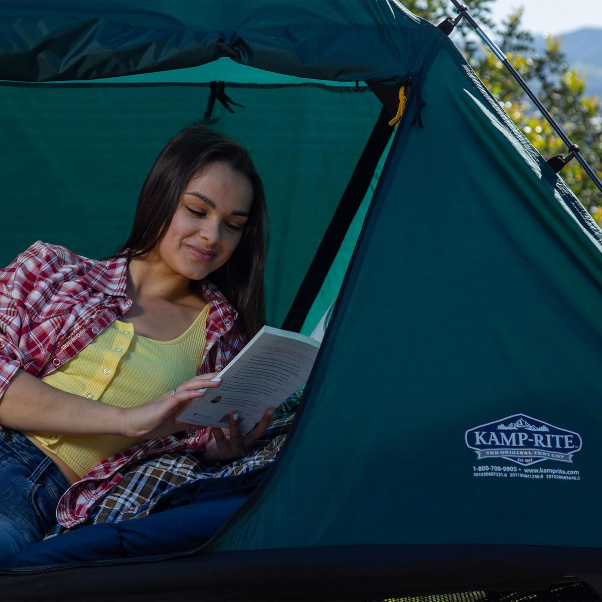 Green 2 Person Tent Cot with Rain Fly and Carry Bag R97388