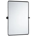 Black Metal Framed Tilting Beveled Rectangle Bathroom Mirror 23x35" W831