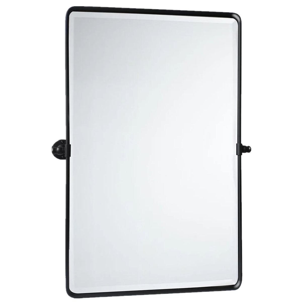 Black Metal Framed Tilting Beveled Rectangle Bathroom Mirror 23x35" W831