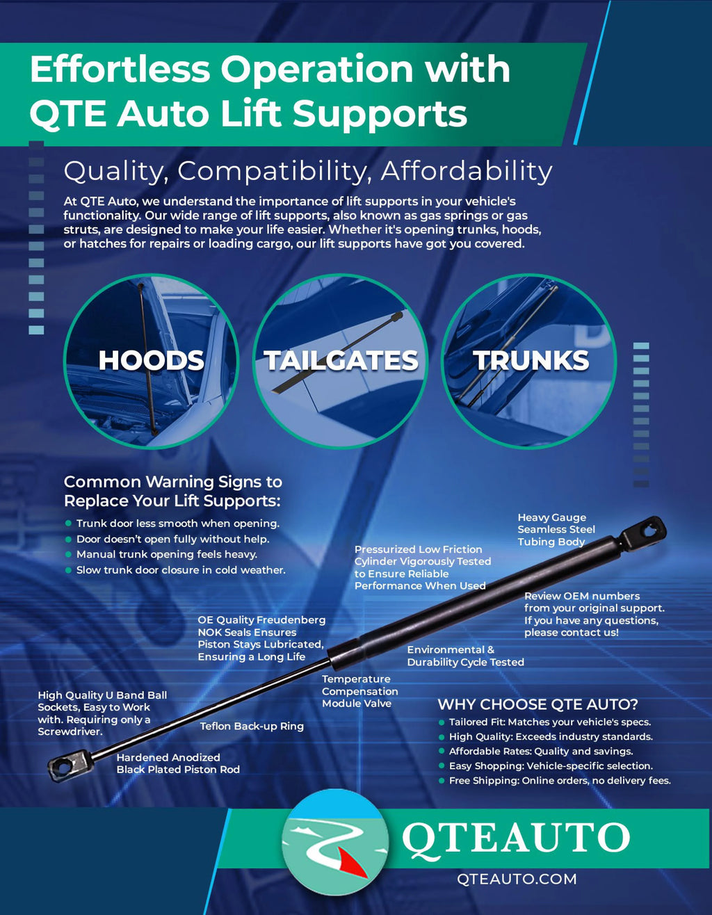 Pair of 2 Rear Tailgate Lift Support L571