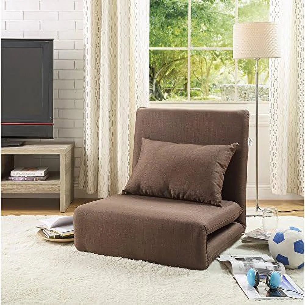 Linen Chair Beige 5-Position Adjustable Sofa Q10274