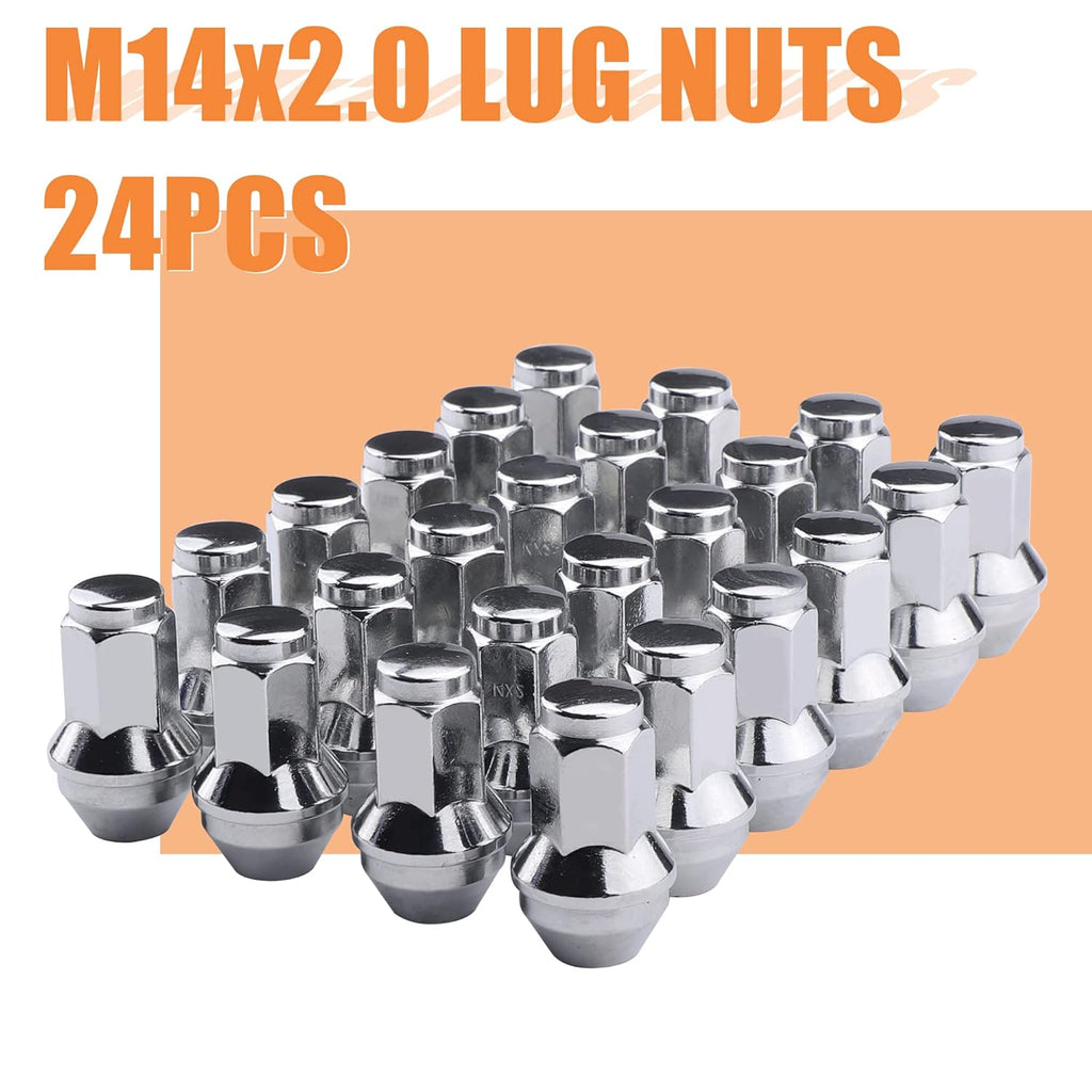 24PCS 13/16" Hex M14x2.0 Chrome Large Acorn Seat Lug Nuts I8816