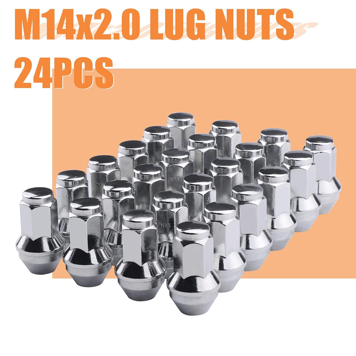 24PCS 13/16" Hex M14x2.0 Chrome Large Acorn Seat Lug Nuts I8816