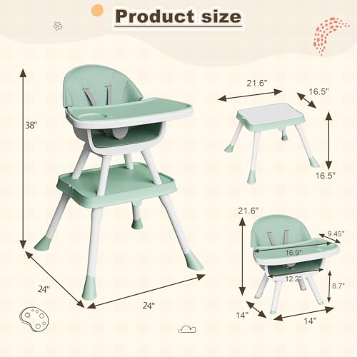 8 in 1 Convertible Baby High Chair with Removable Tray and PU Cushion M149295