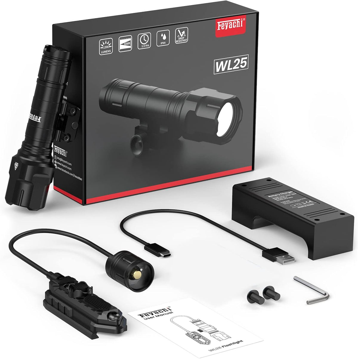 Tactical Flashlight 1200 Lumen LED Weapon Light with Pressure Switch A91930