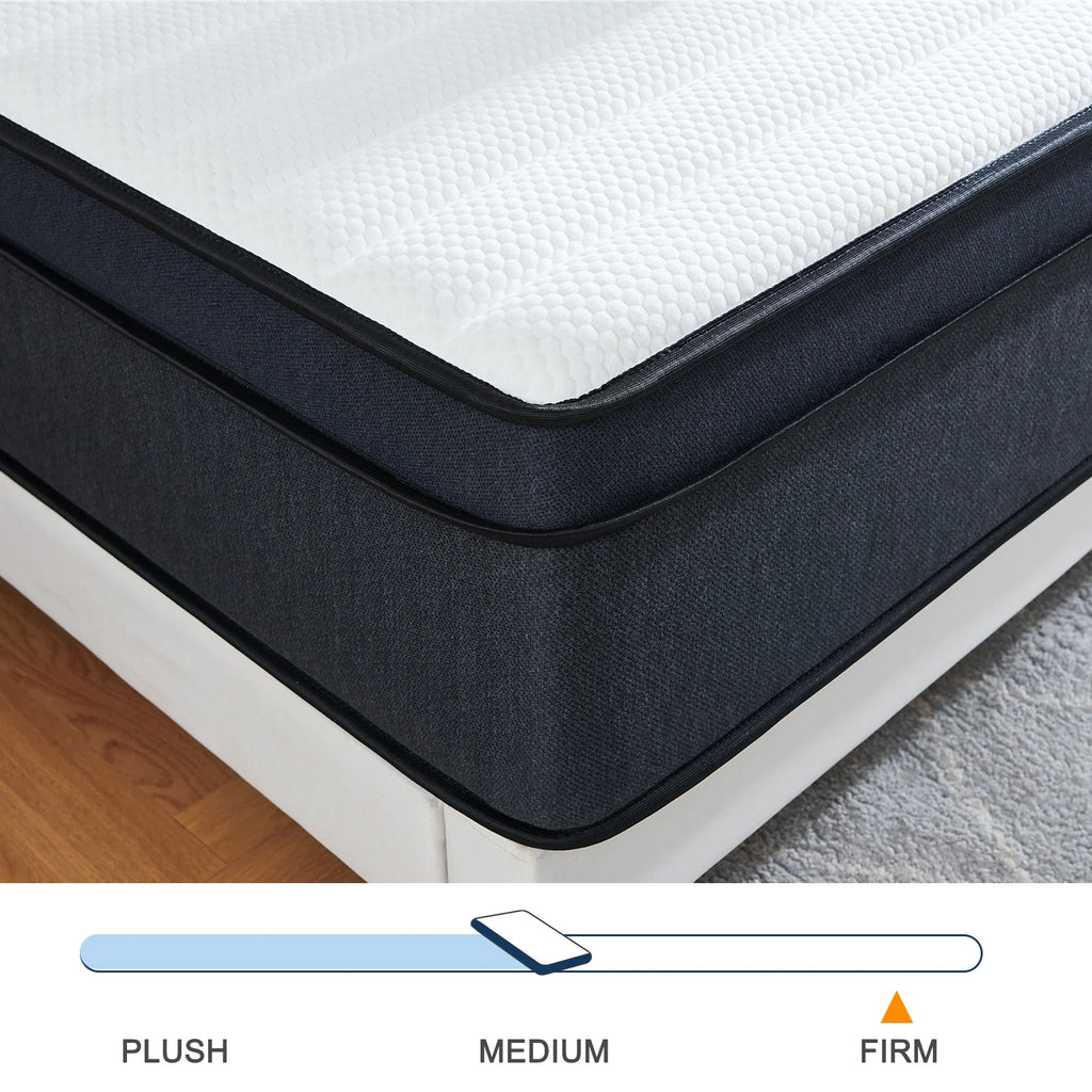 Queen 12 inch Medium Plush Hybrid Innerspring Mattress D7904