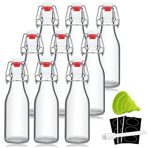 8oz Glass Swing Top Bottles with Airtight Caps 9 Pack X42604
