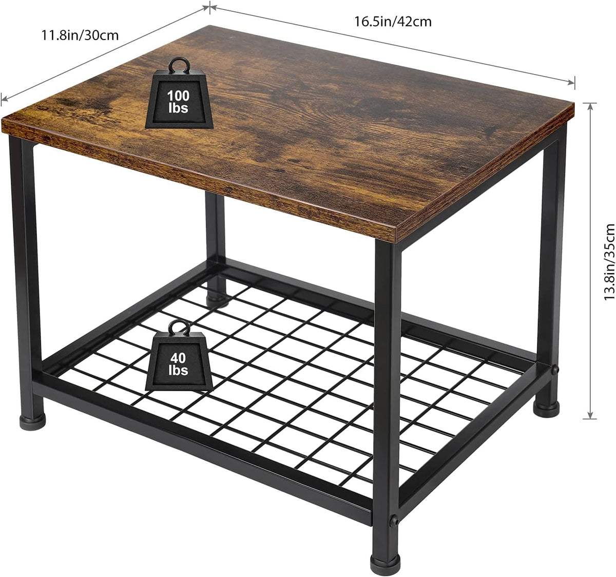Rustic Brown and Black 2 Tier Printer Cart with Wheels H80185