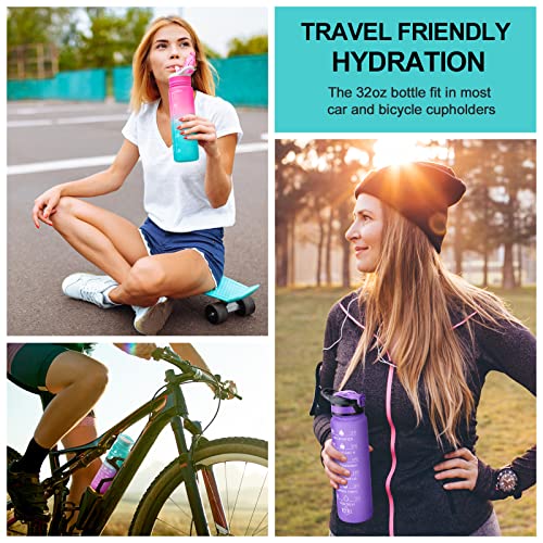 32oz Leakproof Sports Water Bottle with Straw & Time Marker D219651