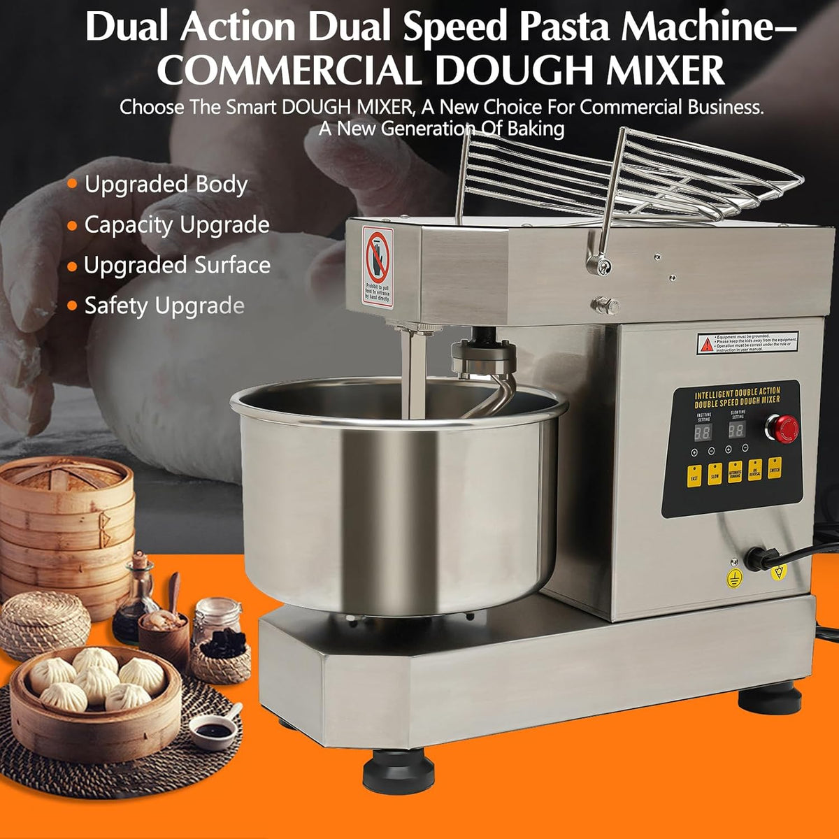 10.5Qt 1000W Spiral Mixer with Stainless Steel Bowl D332
