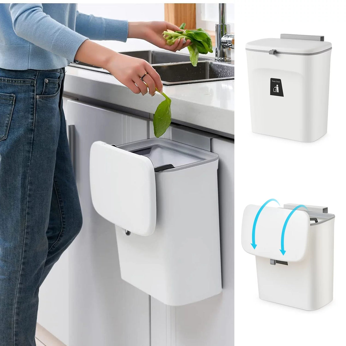 2.4 Gal Hanging Trash Can with Lid P50346