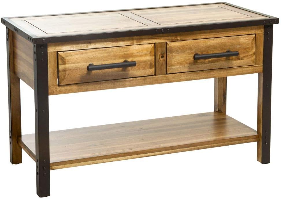 Acacia Wood Two Drawer Night Stand D87733
