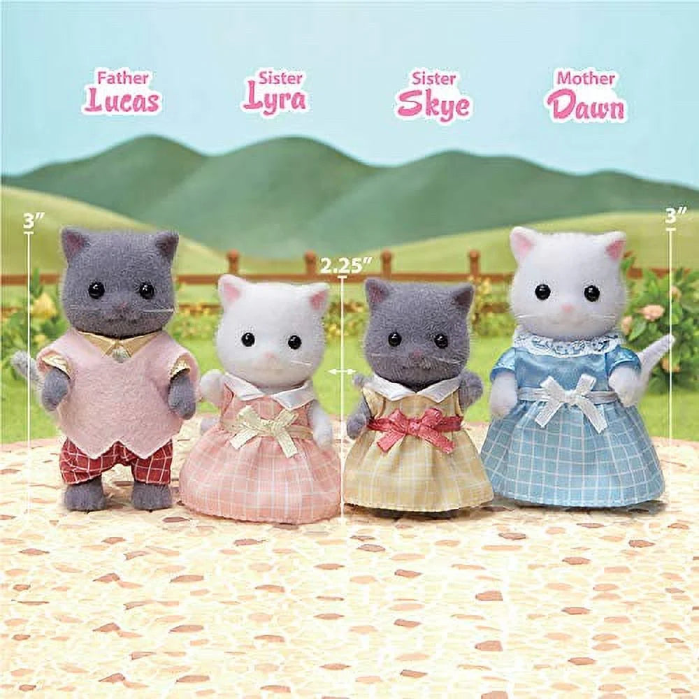 Persian Cat Family Dollhouse Figures W447794