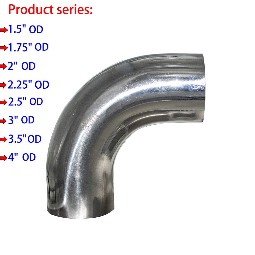 Stainless Steel 90 Degree Mandrel Bend Exhaust Elbow, Pack of 2 W55846