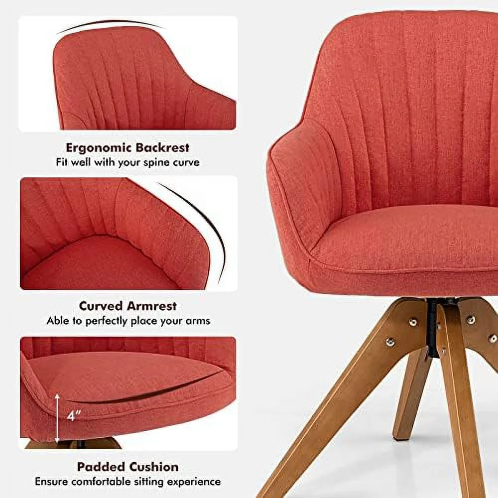 No Wheels Linen Fabric Swivel Desk Chair P2171