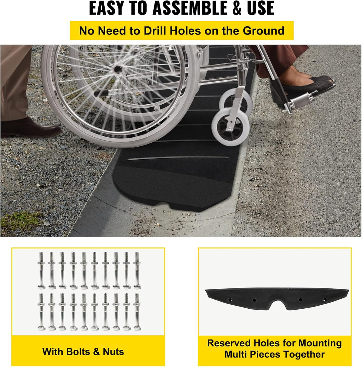 5 Pack Heavy Duty Rubber Driveway Ramps K52799