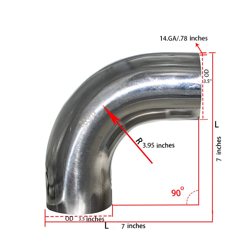 Stainless Steel 90 Degree Mandrel Bend Exhaust Elbow, Pack of 2 W55846