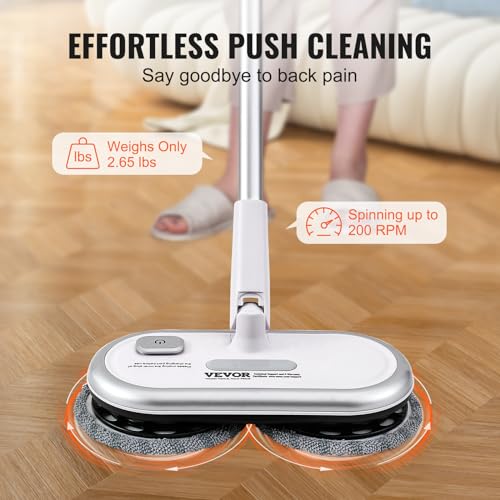 Cordless Electric Spin Mop with Dual Spinning Mop Heads, 4 Microfiber Pads & 2 Floor Scrubber Pads H602577