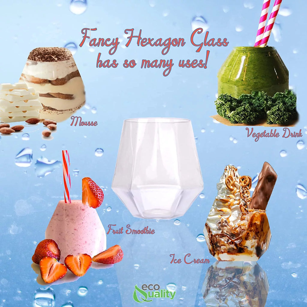 12 oz Clear Stemless Plastic Wine Glass E9233