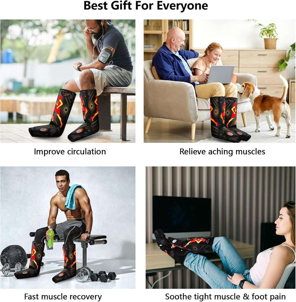 Rechargeable Air Compression Leg Massager for Foot and Calf Y13594