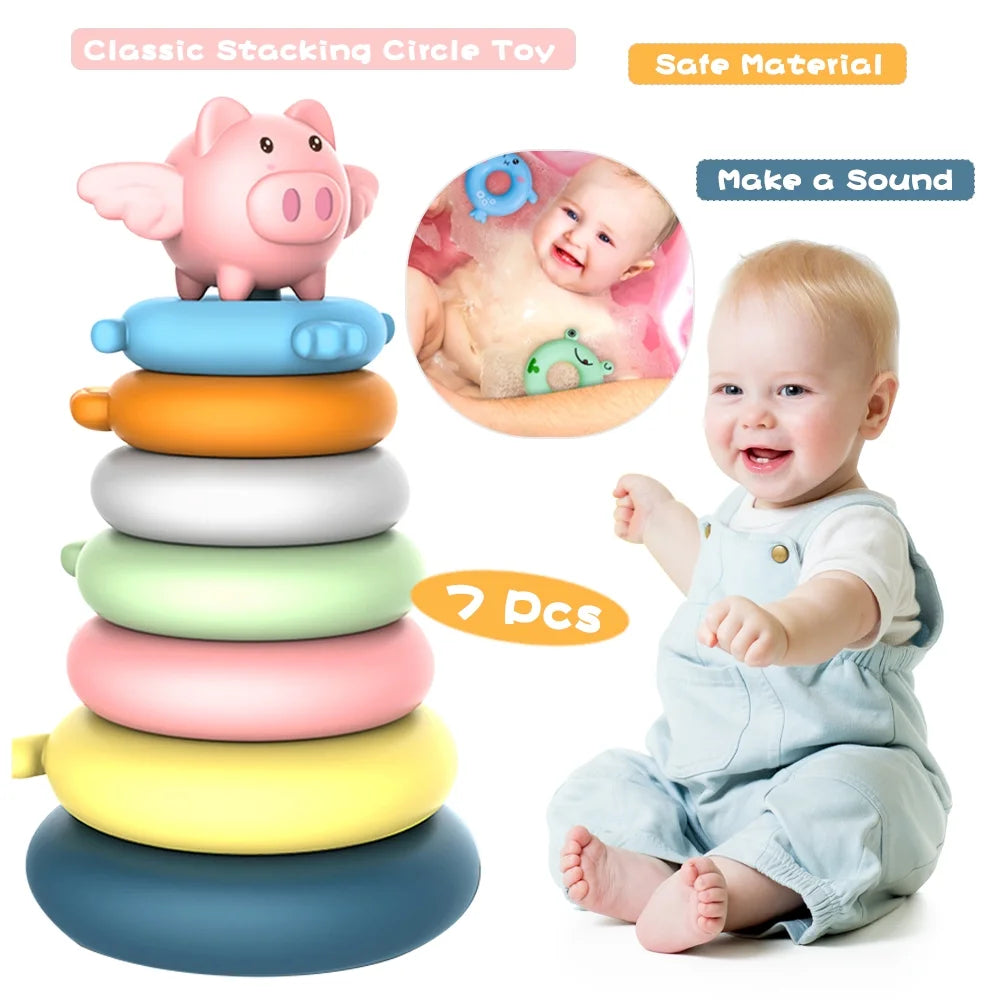 7 Pcs Soft Stacking Rings Toy Z32226
