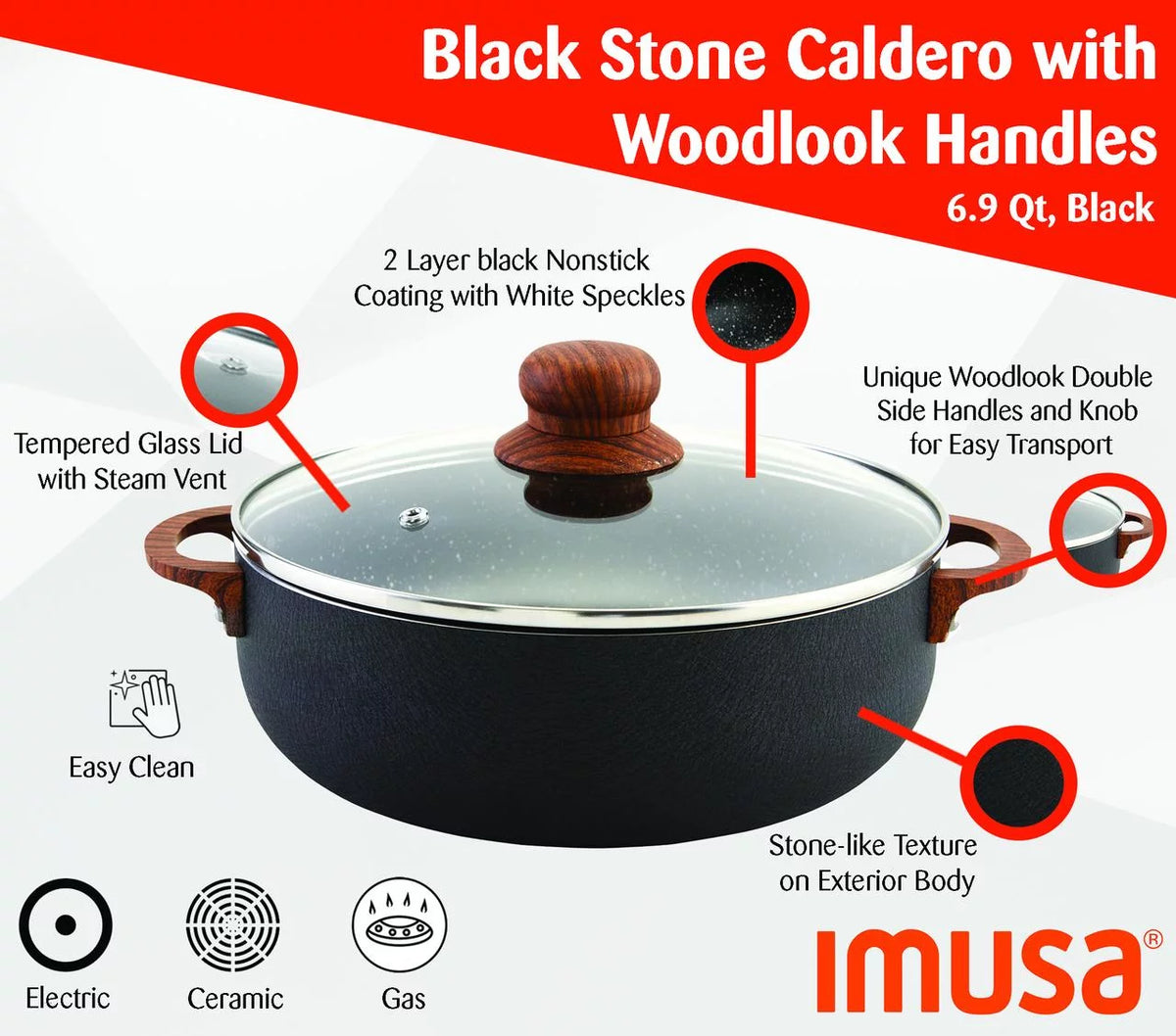 6.9QT Black Aluminum Nonstick Caldero (Dutch Oven) F918