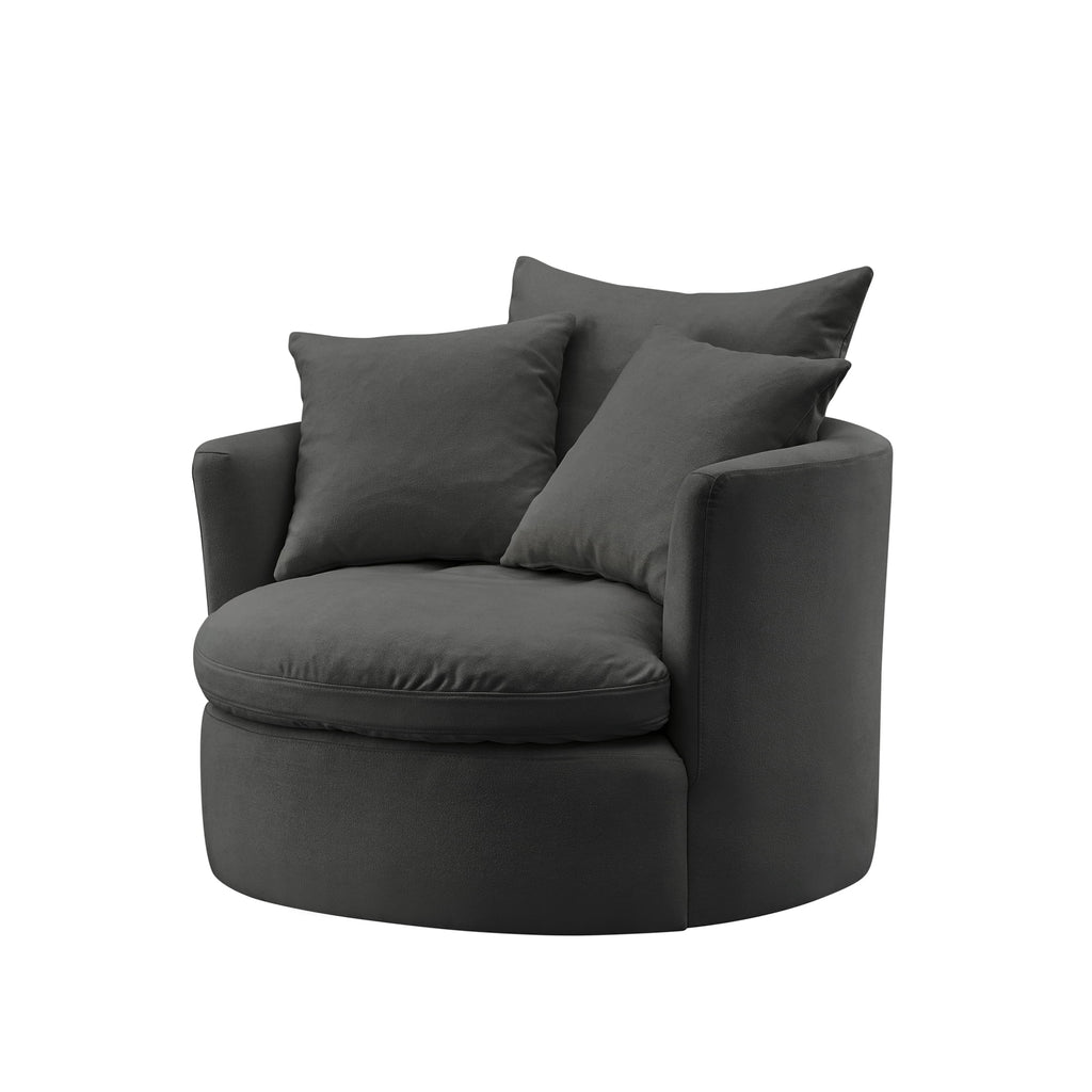 Charcoal Linen 360 Swivel Accent Chair Y413