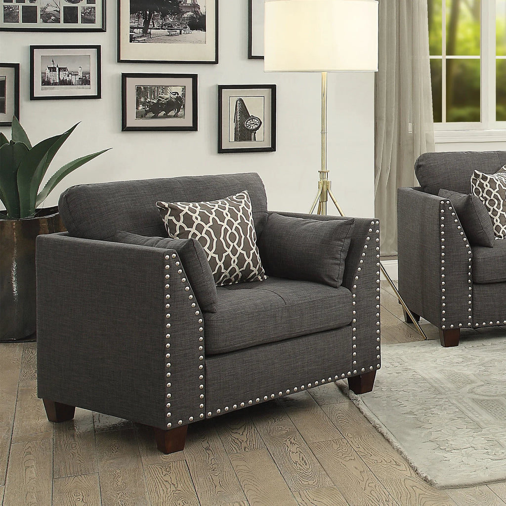 Laurissa Chair & 3 Pillows in Light Charcoal Linen Z8325