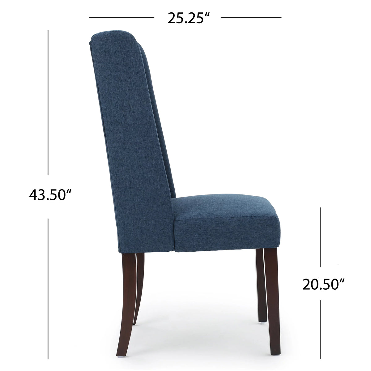 Navy Blue Fabric Wingback Dining Chair Set of 2 V2354