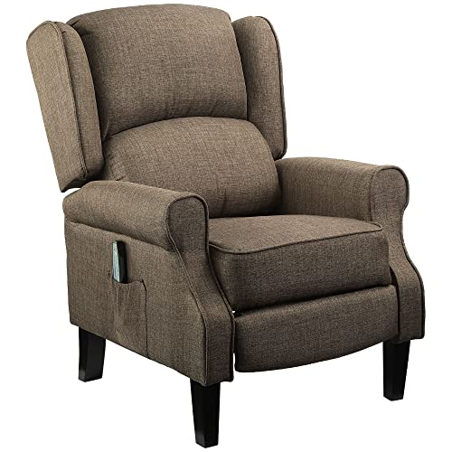 Black Suede Fabric Push Back Recliner Chair with Footrest S1523
