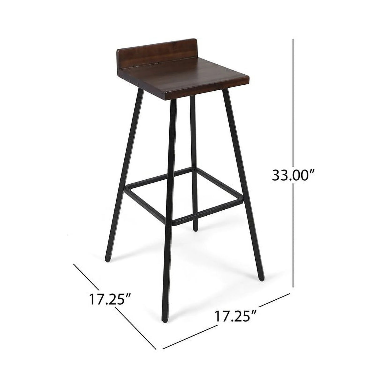 Brown Wood and Metal Bar Stools Set of 2 A486